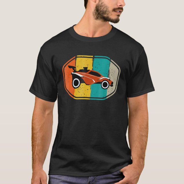 Retro Style Rocket Rc Soccer Car League Gamer T-Shirt (Vorderseite)