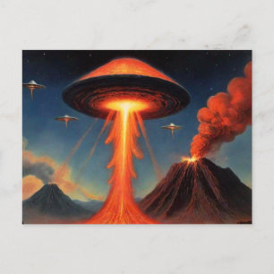 Retro Style Sci-Fi Spaceship Postkarte
