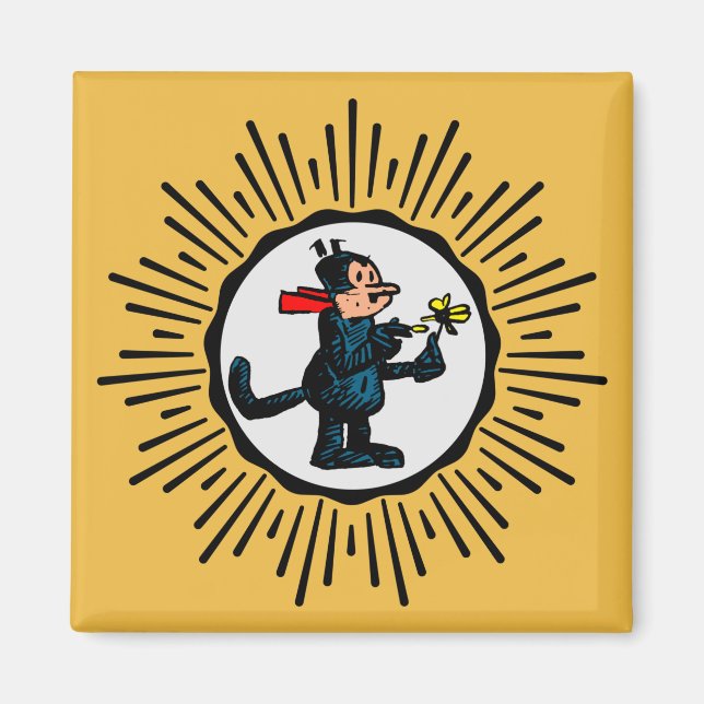 Retro-Style Sternexplosion Cartoon Cat Square Magn Magnet (Vorne)