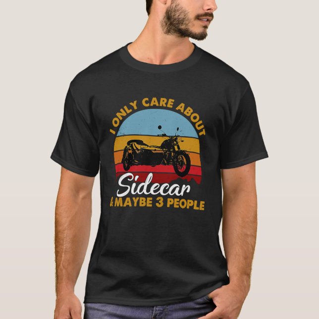 Retro Style Sunset Sidecar Motorrad T-Shirt (Vorderseite)