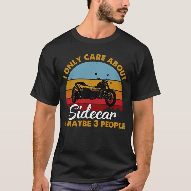 Retro Style Sunset Sidecar Motorrad T-Shirt (Vorderseite)