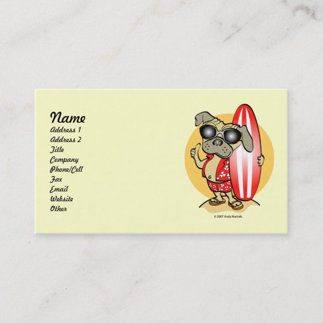Retro Style Surfin' Mops Business Cards Visitenkarte (Vorderseite)