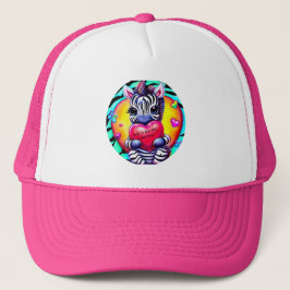 Retro Style Sweet Zebra Valentine Truckerkappe