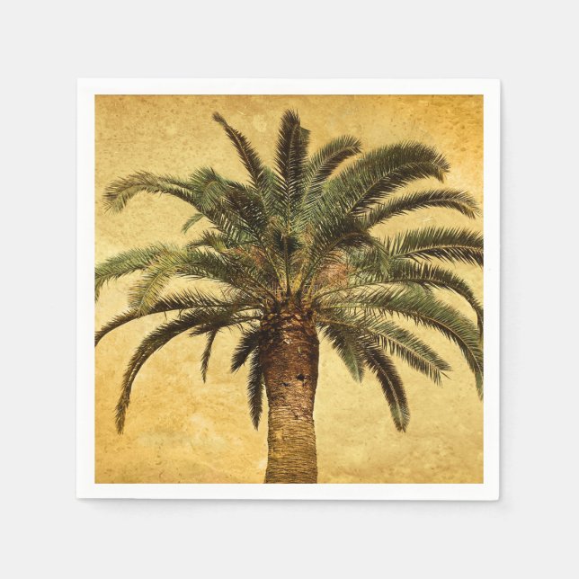 Retro Style Tropical Island Vintager Palmenbaum Serviette (Vorderseite)