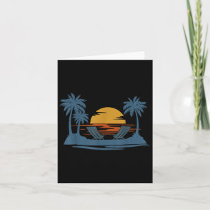 Retro Style Tropical Vintag Sunset Beach Palm Tre Karte