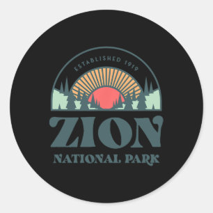 Retro Style Utah Zion Nationalpark Runder Aufkleber
