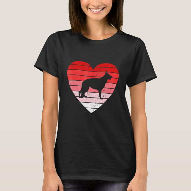 Retro Style Valentinstag German Shepherd T-Shirt (Vorderseite)