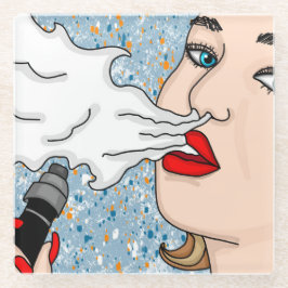 Retro Style Vaping Lady Glasuntersetzer
