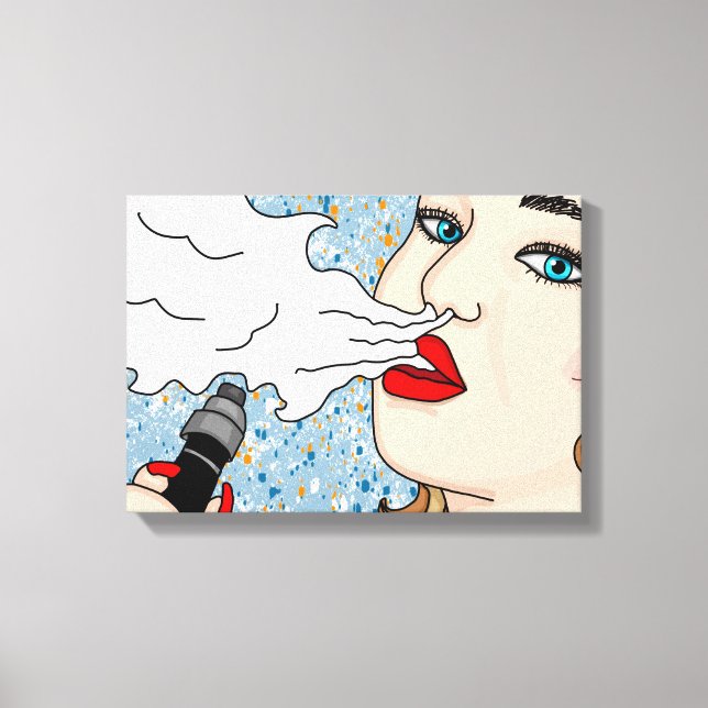 Retro Style Vaping Lady Leinwanddruck (Vorderseite)