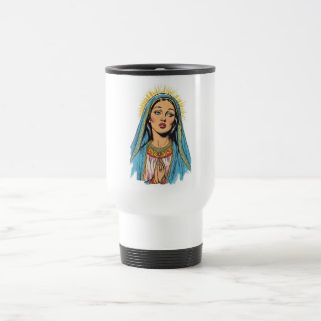 Retro Style Virgin Mary Travel Mug Reisebecher (Mittel)