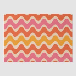 Retro Style Waves Muster in Rosa, Orange und Rot Seidenpapier