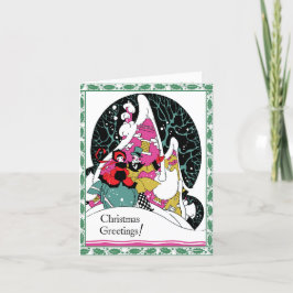 Retro-Style Weihnachtskarte "Stilvolles Paar" Feiertagskarte