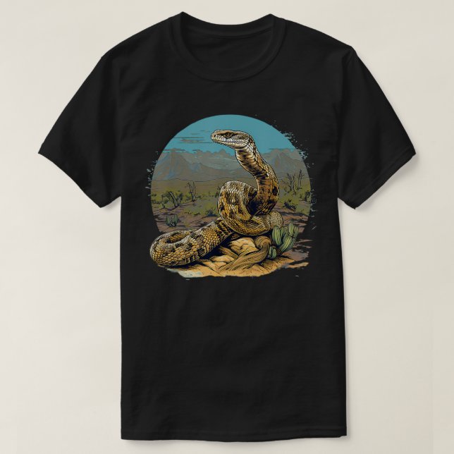 Retro Style Western Diamondback Rattlesnake T-Shirt (Design vorne)