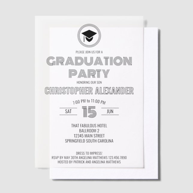 Retro Stylish Black Mixed Schriftartes Graduation  (Versetzt)