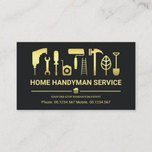Retro Stylish Gold Handyman Tools Visitenkarte