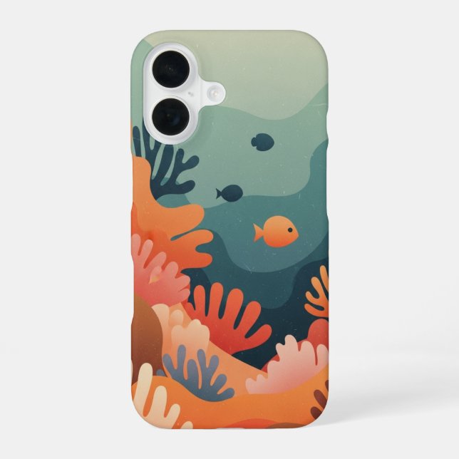 Retro Stylized Reef iPhone 16 Hülle (Rückseite)