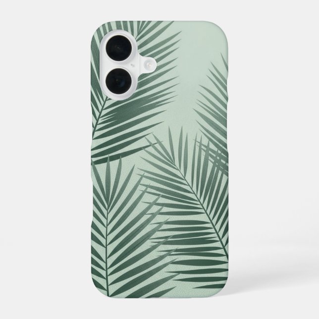 Retro Stylized Tropical Fronds iPhone 16 Hülle (Rückseite)