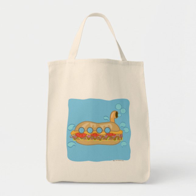 Retro Sub Sandwich Geschmackvolle Cartoon-Design Tragetasche (Vorne)