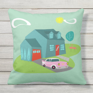 Retro Suburban House Kissen