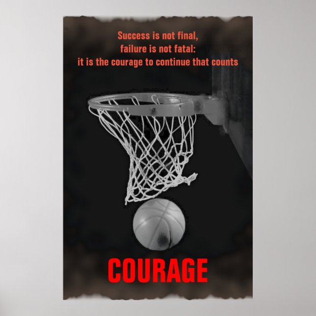 Retro Success Courage Basketball Inspiration Poster (Vorne)