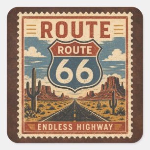 Retro-Südwest-Americana-Emblem für die Straße Quadratischer Aufkleber