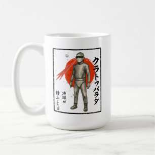 Retro Sumi-e SciFi Robot Red Sun Japanische Kunst Kaffeetasse