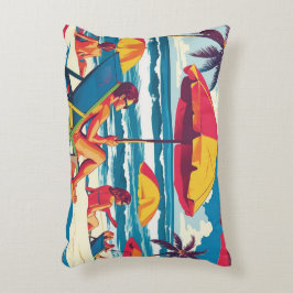 Retro Summer Beach Scene Throw Pillow  Dekokissen