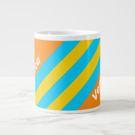 Retro Summer Beach Stripes with Name Jumbo-Tasse