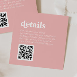 Retro Summer | Blush Pink QR Code Wedding Details Begleitkarte