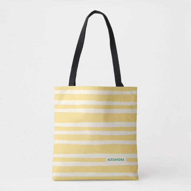 Retro Summer Chic Yellow Stripes Personalized (Vorderseite)