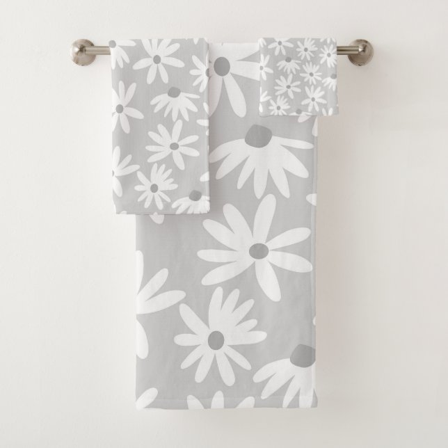 Retro Summer Daisies Muster Klein #6 #pattern Badhandtuch Set (Insitu)