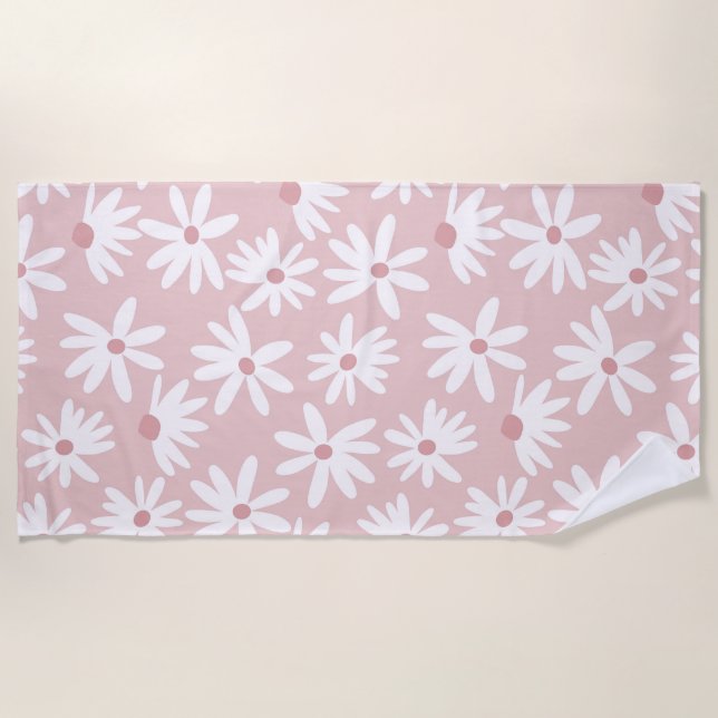 Retro Summer Daisies Muster Kleines #4 #pattern Strandtuch (Vorderseite)