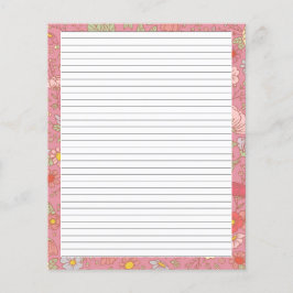 Retro Summer Florals Pink Stationery Letter Paper