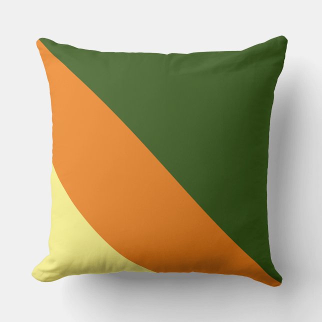 Retro Summer Forest Green Orange Gelbe Streifen Kissen (Vorderseite)