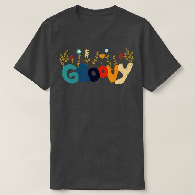 Retro Summer Funny Happy Face Blume T-Shirt (Design vorne)