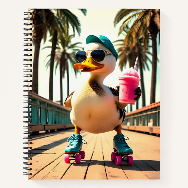 Retro Summer Funny Roller Duck  Notizbuch (Vorderseite)