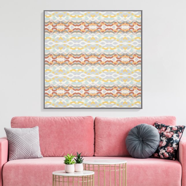 Retro Summer Geometric Color Block Pattern Design  Leinwanddruck (Insitu (Wohnzimmer))