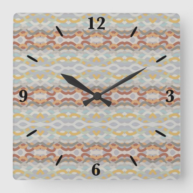 Retro Summer Geometric Color Block Pattern Design Quadratische Wanduhr (Vorderseite)