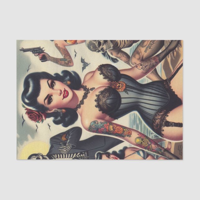 Retro Summer Gothic Button-up Seidenpapier (Vorderseite)