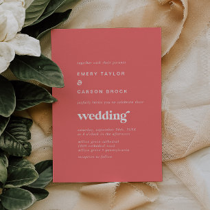 Retro Summer   Heiße rosa Hochzeit Einladung