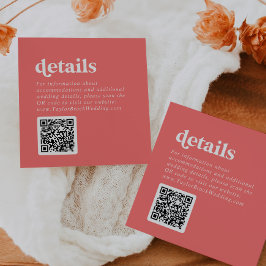 Retro Summer | Hot Pink QR Code Wedding Details Begleitkarte