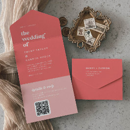 Retro Summer | Hot Pink Wedding All In One Einladung