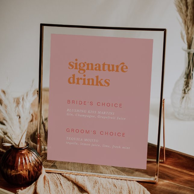 Retro Summer Pink und Orange Signature Drinks Zeic Poster (Von Creator hochgeladen)