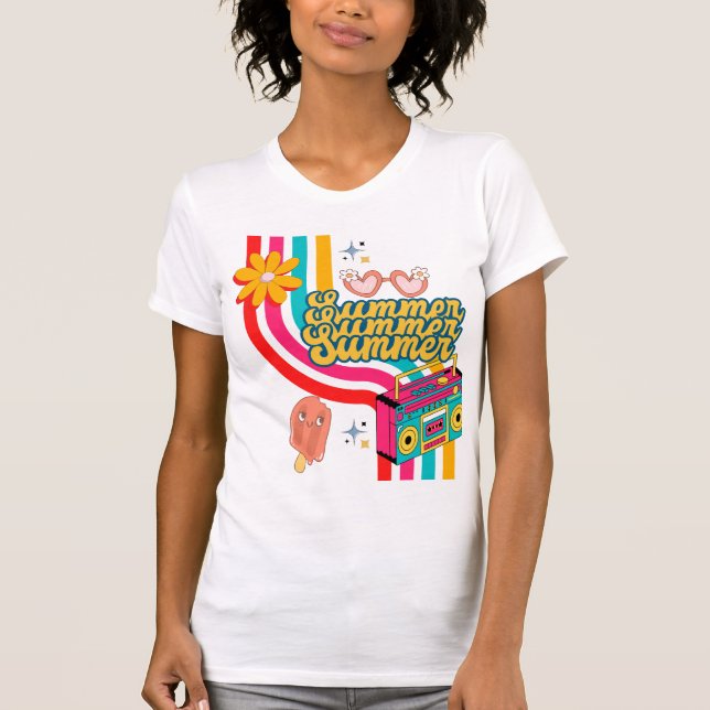 Retro Summer Rainbow Tote Bag T-Shirt (Vorderseite)