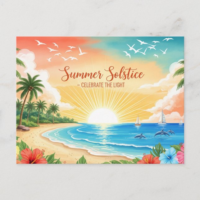Retro Summer Solstice Postkarte (Vorderseite)