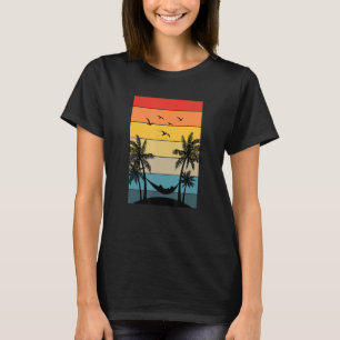 Retro Summer Vibes Hammock Palm Trees Beach Tropic T-Shirt