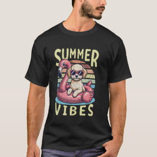 Retro Summer Vibes Maltipoo Doodle Dog Mama Vacati T-Shirt