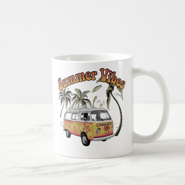 "Retro Summer Vibes Van Design - Perfekt für Stran Kaffeetasse (Rechts)