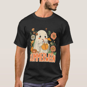 Retro Summerween Ghost Boho Bloral Sommer Hallowee T-Shirt