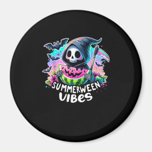 Retro Summerween Vibe Watermelon Ghost Summer Skel Magnet